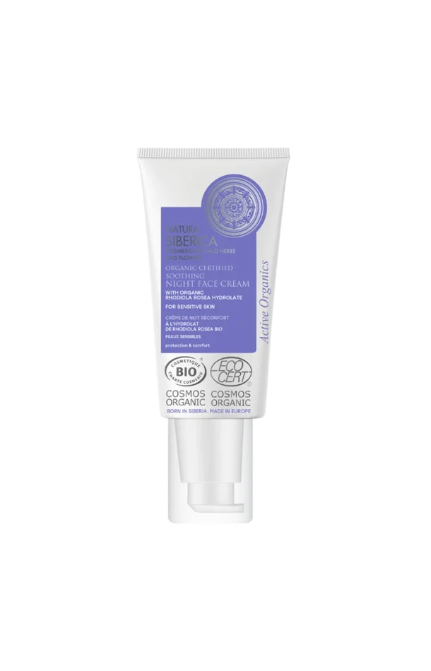 Crème de nuit hydratante bio – Rhodiola rosea – Peaux sensibles
