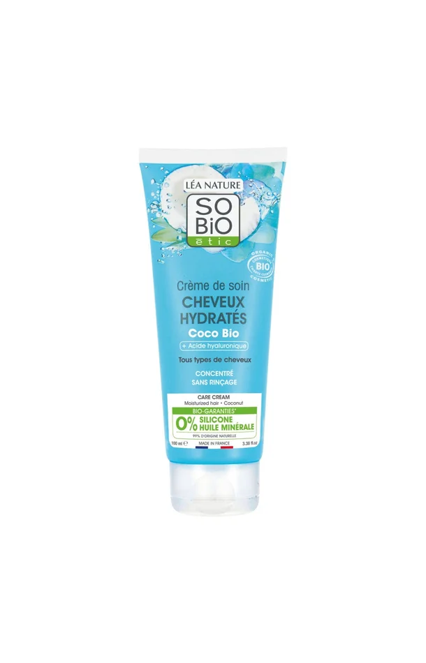 Crème de soin bio – Acide hyaluronique & coco – Cheveux – 100 ml