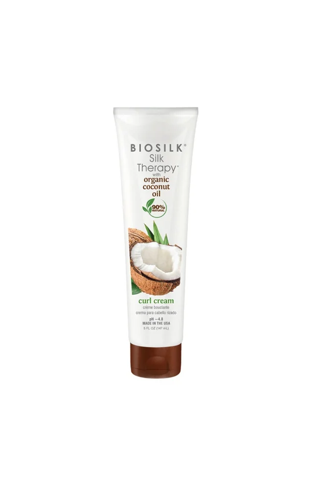 Crème définition des boucles – Huile de coco – Silk Therapy – Cheveux bouclés ou crépus – 147 ml