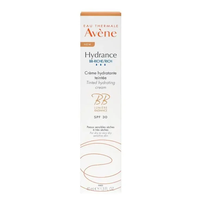 Crème hydratante teinté riche Hydrance BB-riche spf30 Avene, tube 40 mL