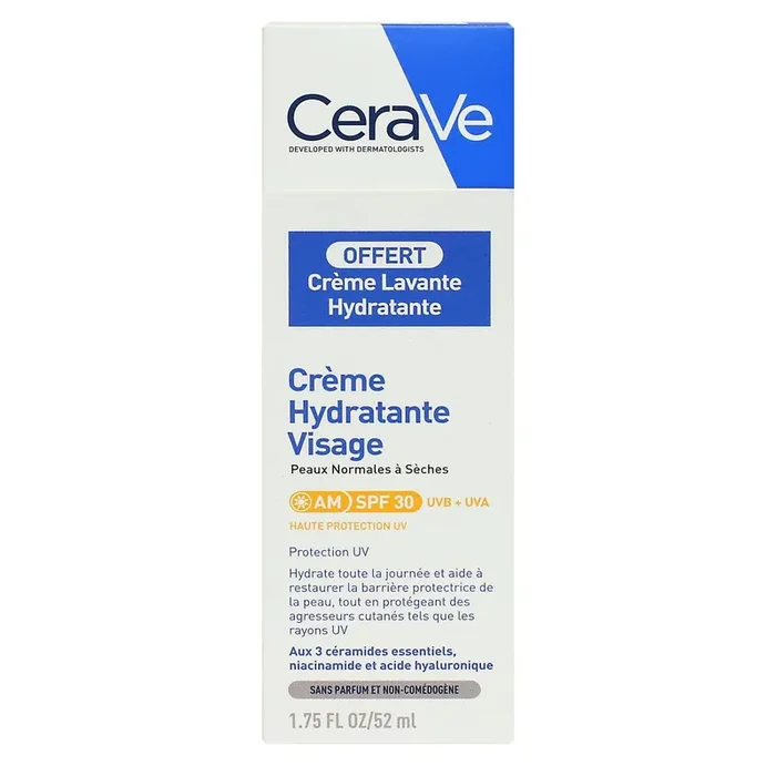 Crème hydratante visage SPF30 52ml + crème lavante offerte