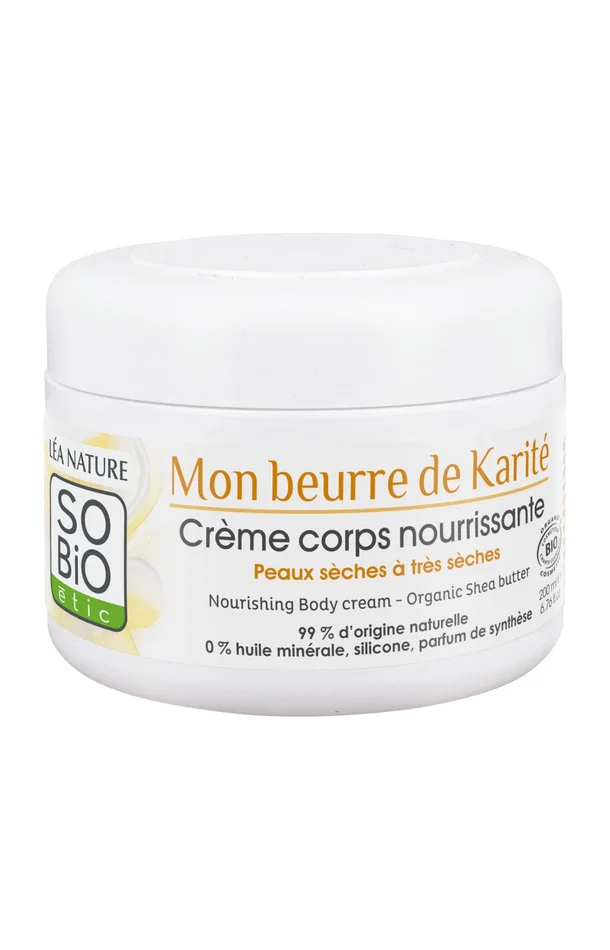 Crème nourrissante bio – Beurre de karité – Peaux sèches – 200 ml