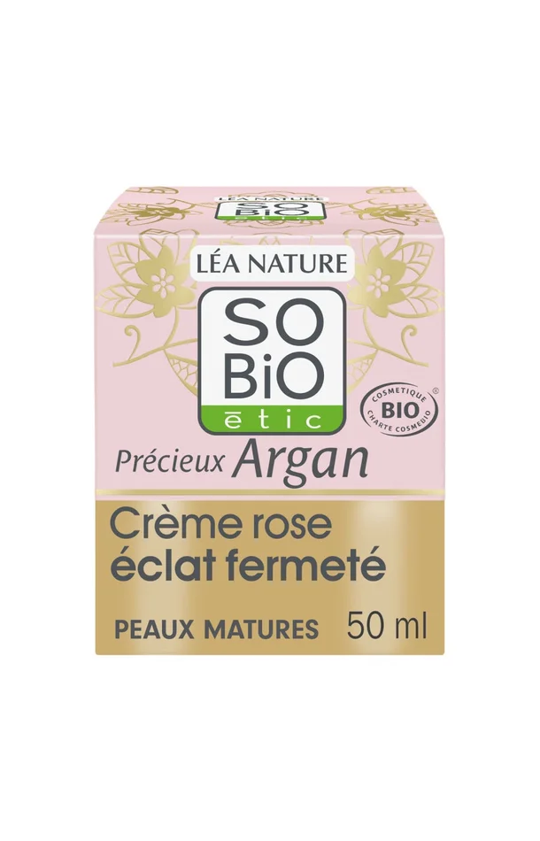 Crème rose éclat & fermeté bio – Peaux matures