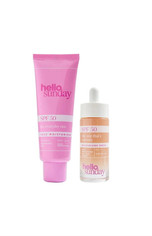 Crème solaire & sérum hydratant SPF 50 – Acide hyaluronique & vitamine C – Visage
