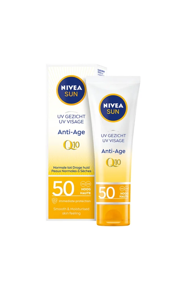 Crème solaire anti-âge SPF 50 – Q10 – Visage – 50 ml