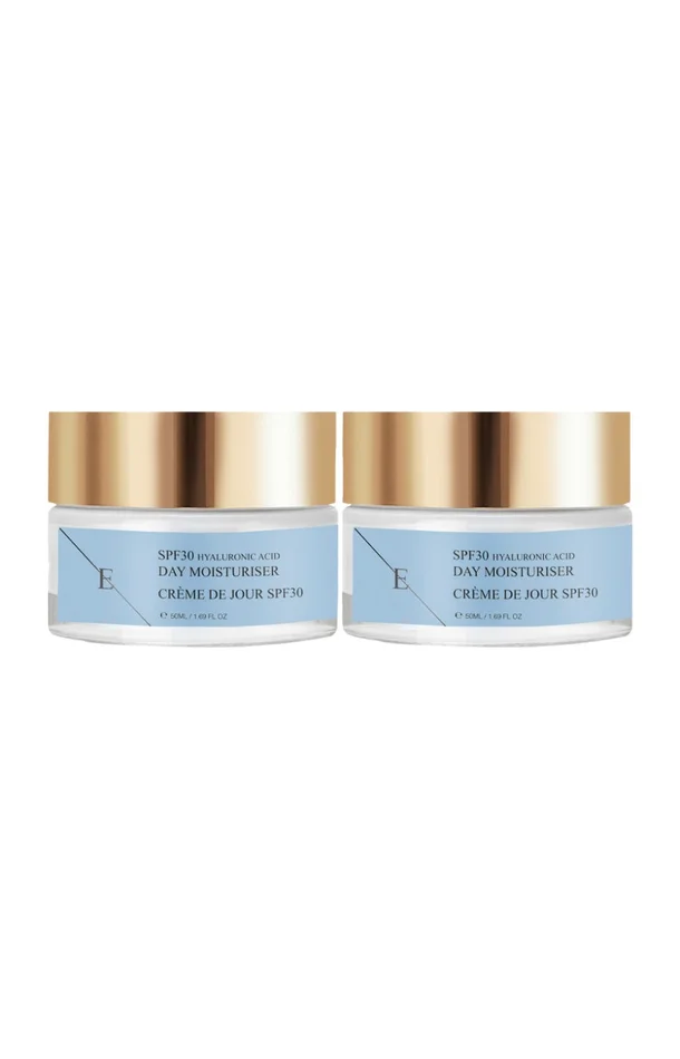 Crèmes de jour hydratantes SPF30 – Acide hyaluronique – Visage – 2 x 50 ml