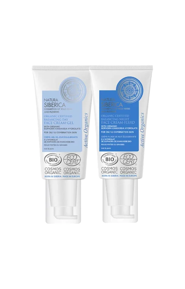 Crèmes équilibrantes bio – Sophora de Khakassie – Jour & nuit – Peaux mixtes à grasses – 2 x 50 ml