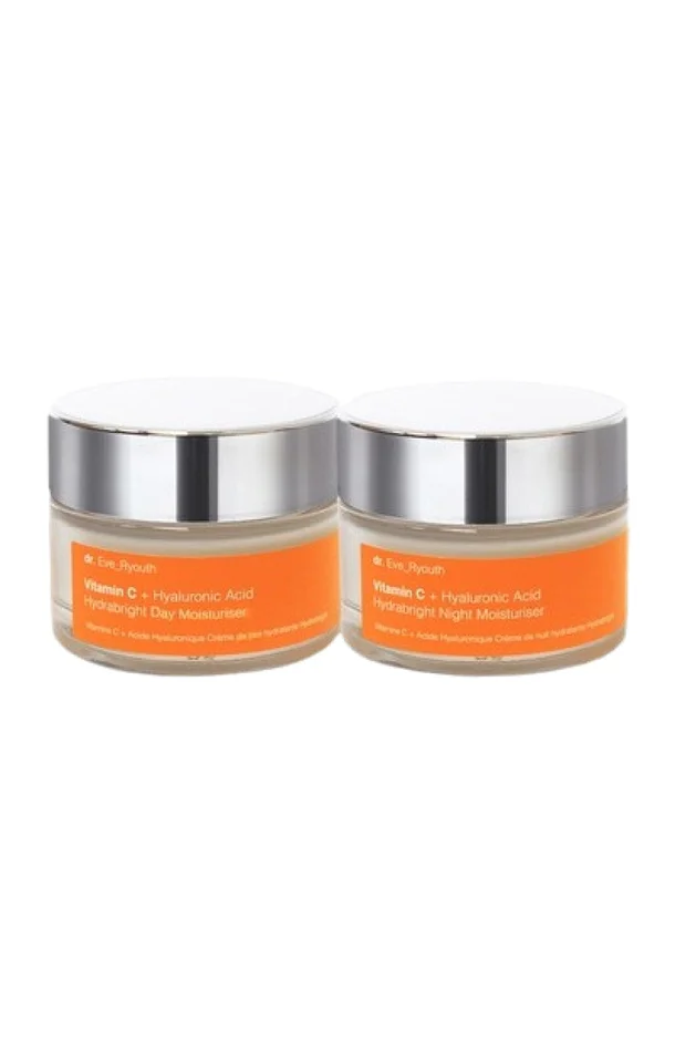 Crèmes hydratantes – Vitamine C & acide hyaluronique – Jour & nuit – Visage – 2 x 50 ml