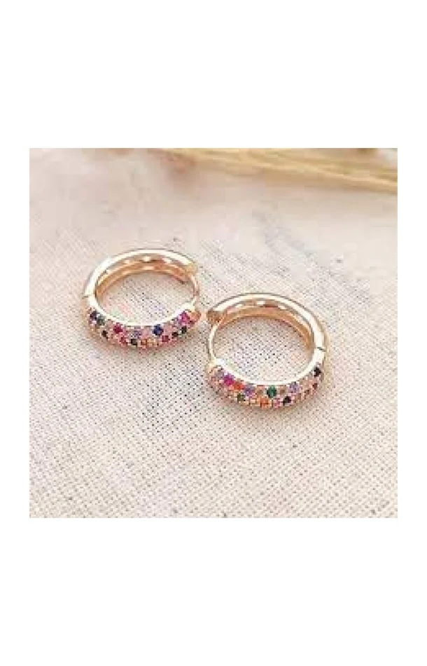 Créoles – Laiton plaqué or & zircons multicolores