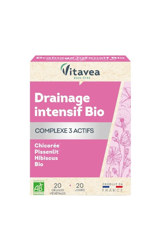 Cure drainage intensif bio – Chicorée, pissenlit & hibiscus bio – 20 jours