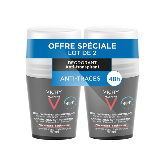 D&eacute;odorant Anti-Irritation 48H pour Homme – Roll-On 2×50 ml