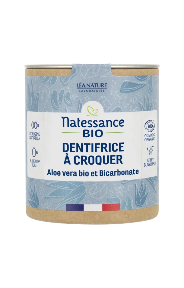 Dentifrice à croquer bio – Aloe vera & Bicarbonate – 80 unités