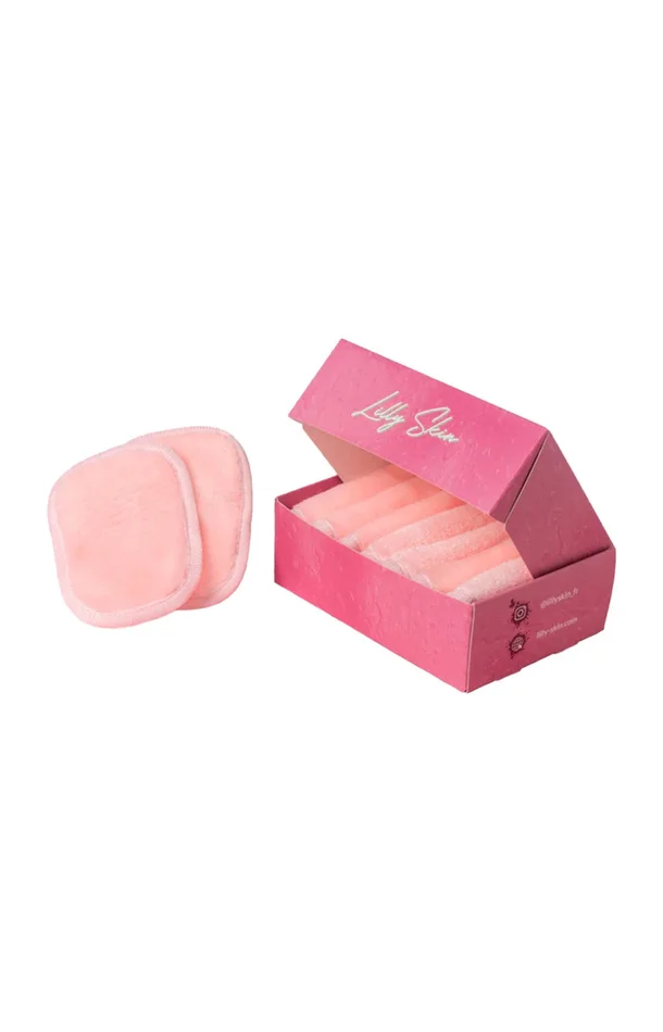 Disques démaquillants réutilisables – Rose poudré – 7 unités