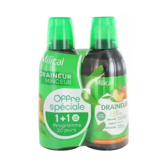DRAINEUR ULTRA MINCEUR THÉ VERT PÊCHE 500ML LOT DE 2 MILICAL