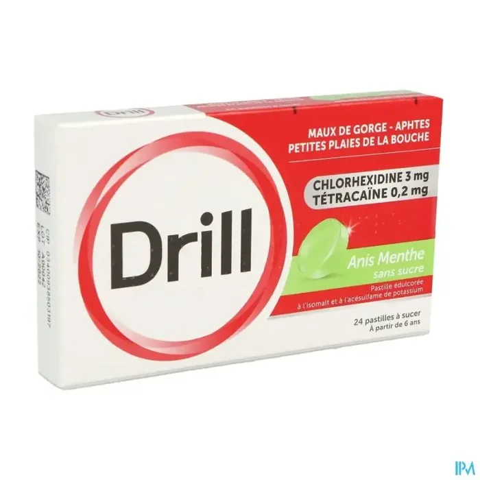 Drill sans sucre anis menthe pastille à sucer 24
