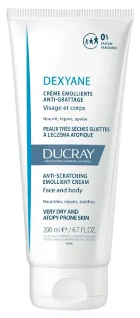 Ducray Dexyane Crème Émolliente Anti-Grattage Peaux Trèsèches et à Tendance Atopique 200 ml