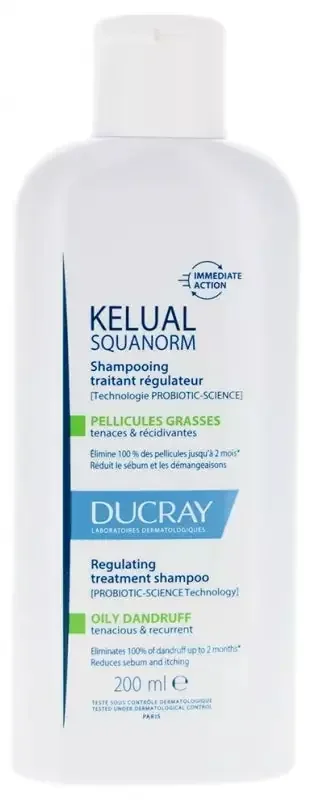 Ducray Kelual Squanorm Shampoing Traitant Régulateur Pellicules Grasses & Récidivantes 200 ml
