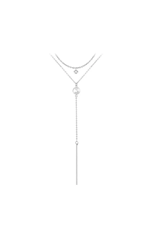 Duo colliers Angèle M – Acier inoxydable & cristaux – Argenté