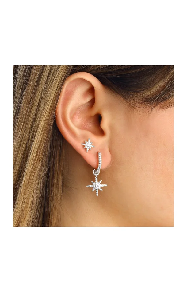 Duo de boucles d’oreilles étoiles – Argent 925/000 & zircons