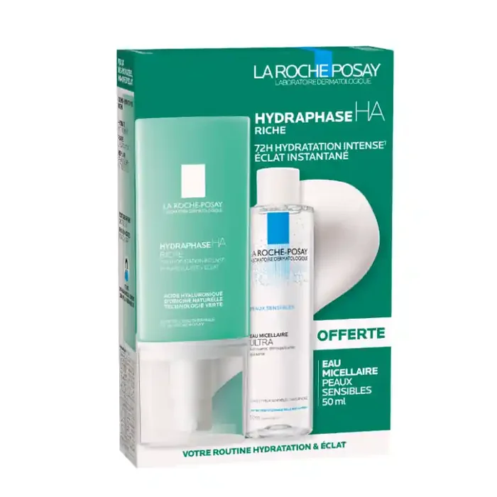 DUO HYDRAPHASE HA RICHE 72h 50ML + EAU MICELLAIRE 50ML LA ROCHE POSAY