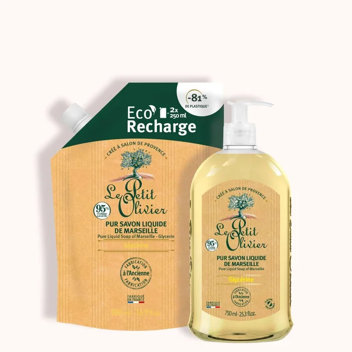 Duo Pur Savon Liquide de Marseille & Recharge – Parfum Glycérine