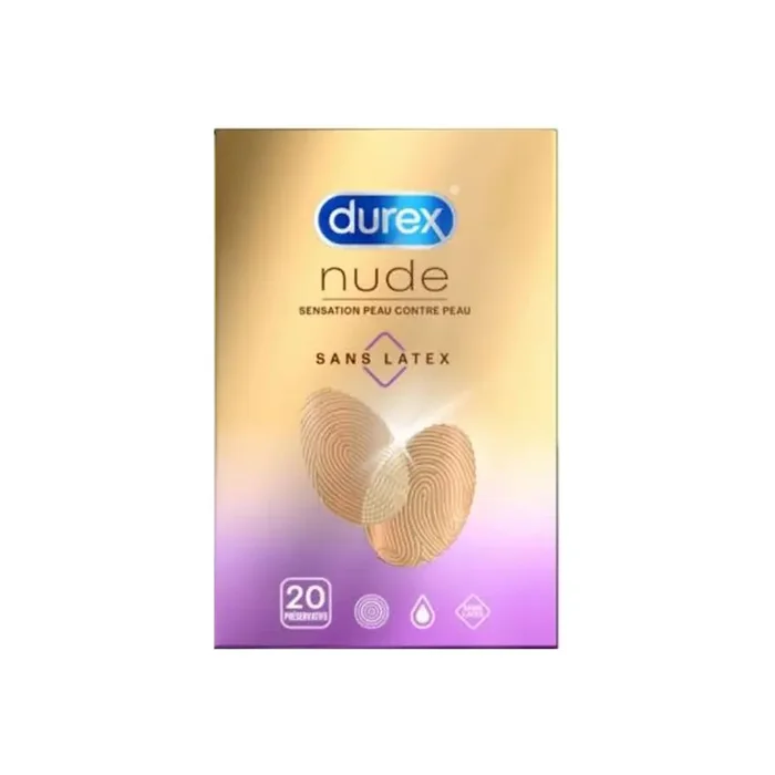 Durex Nude sans latex sensation peau contre peau 20 preservatifs