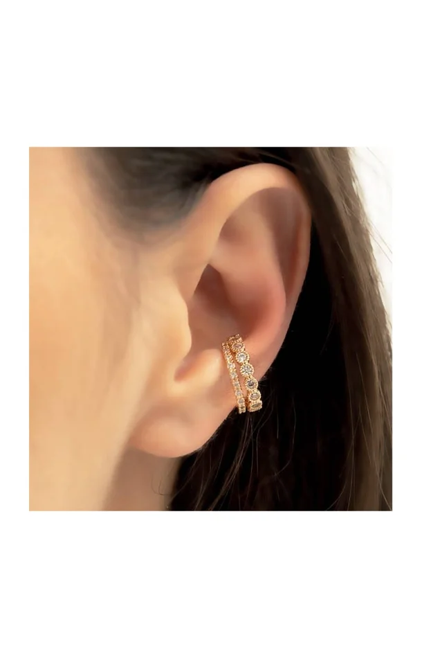Earcuff – Laiton plaqué or & zircon