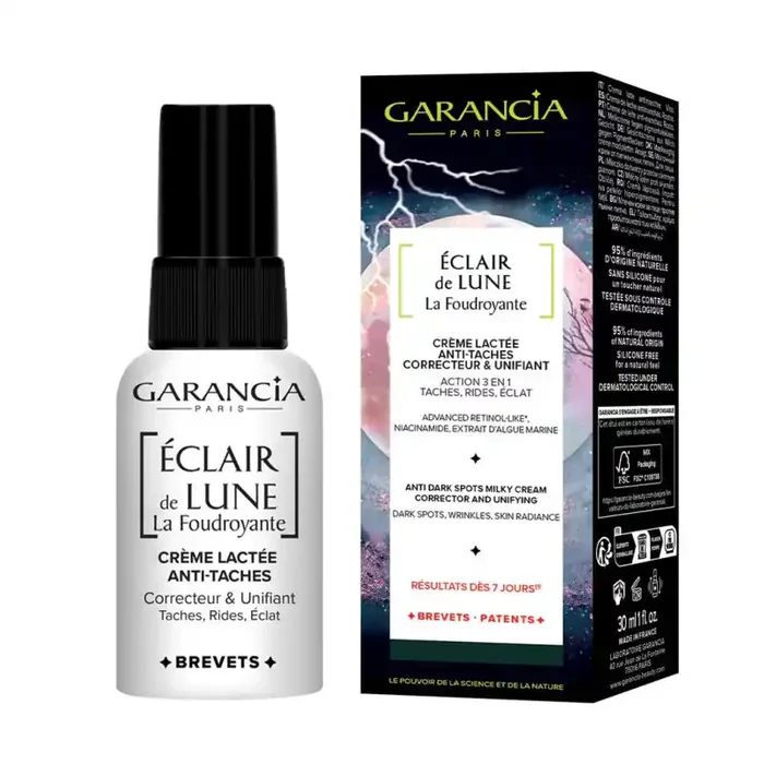 ECLAIR DE LUNE LA FOUDROYANTE CREME LACTÉE ANTI TACHES CORRECTEUR UNIFIANT 30ML GARANCIA