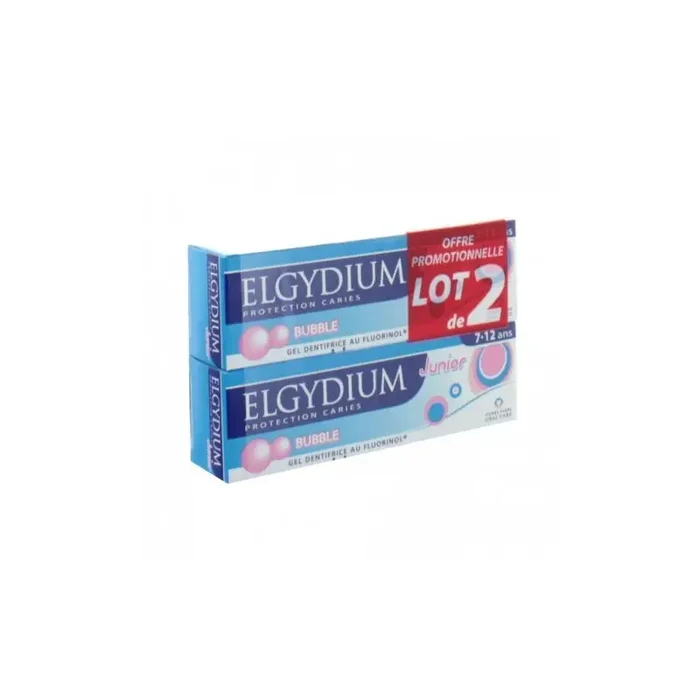 ELGYDIUM JUNIOR 7-12 ANS DENTIFRICE BUBBLE 2X50ML