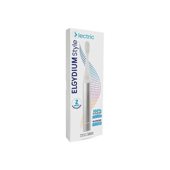 Elgydium Style brosse a dents electrique argent 100% plastique recycle