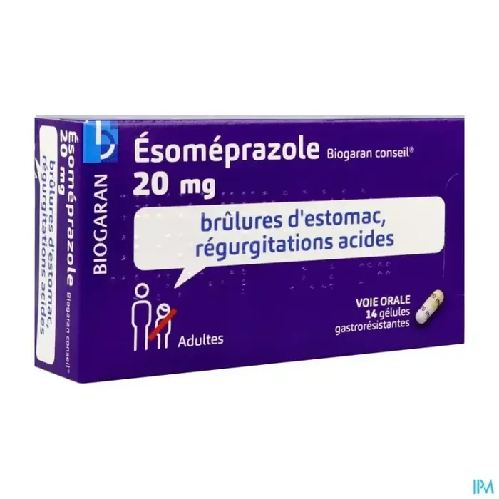 Esomeprazole biogaran conseil 20mg gélule gastroresistante 14