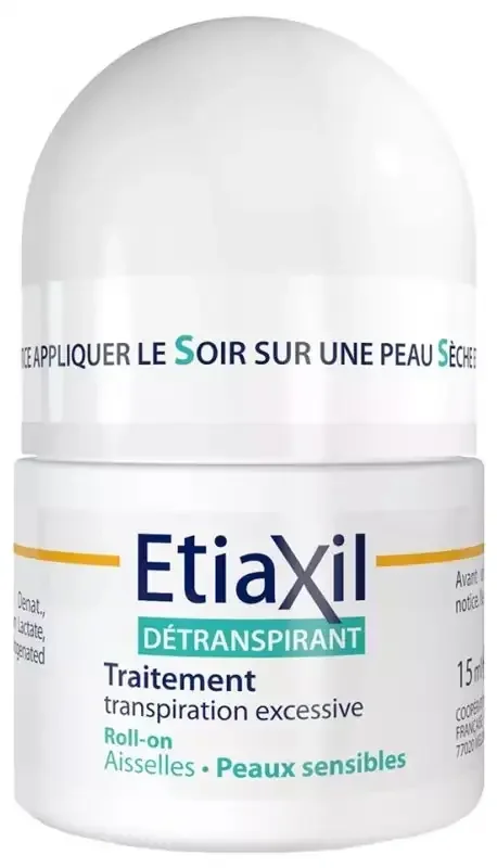 Etiaxil Détranspirant Aisselles Peaux Sensibles Transpiration Excessive Roll-On 15 ml