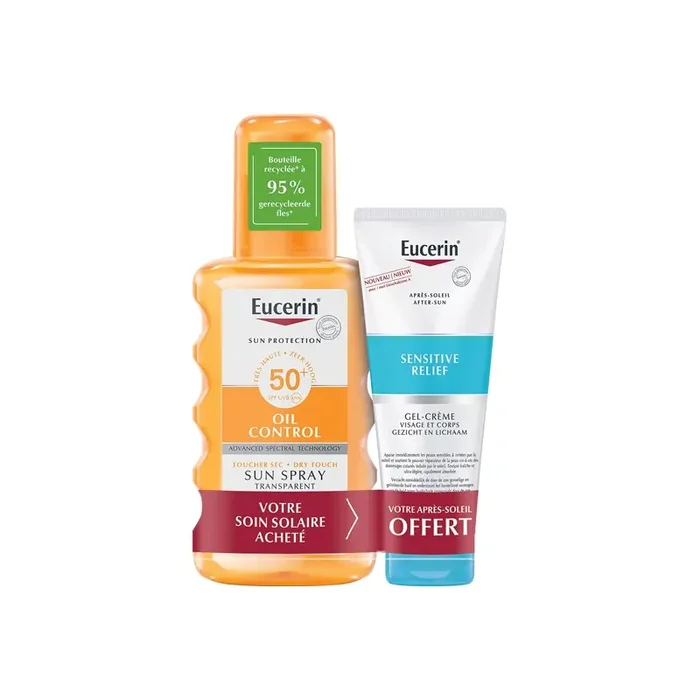 Eucerin Sun Sensitive Protect brume transparente SPF50 -200ml + Creme apres-soleil
