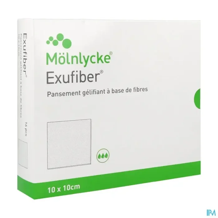 Exufiber compresse pansement gelifiant à base de fibre sterile 10cm x 10cm 16