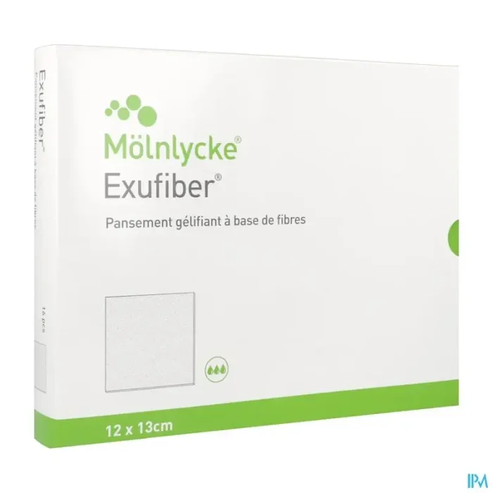 Exufiber compresse pansement gelifiant a base de fibre sterile 12cm x 13cm 16