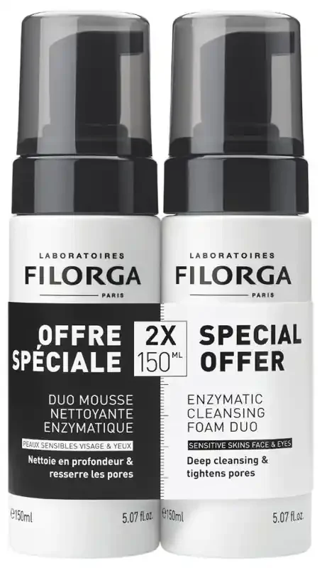 Filorga SKIN-PREP Duo Mousse Nettoyante Enzymatique Visage & Yeux 2 x 150 ml Offre Spéciale