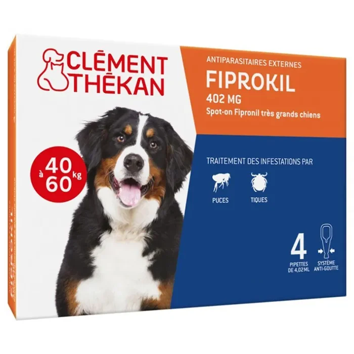 Fiprokil Spot On Très Grands Chiens 40-60kg 4.02ml x 4 pipettes Clement-Thekan