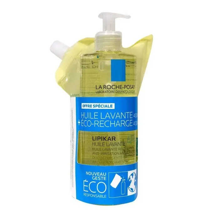 Flacon huile lavante Lipikar AP+ 400 mL La Roche Posay + Recharge 400 mL
