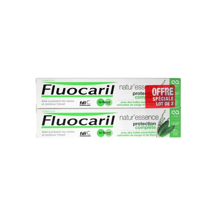 Fluocaril Natur‘essence protection complete dentifrice lot de 2 x 75ml