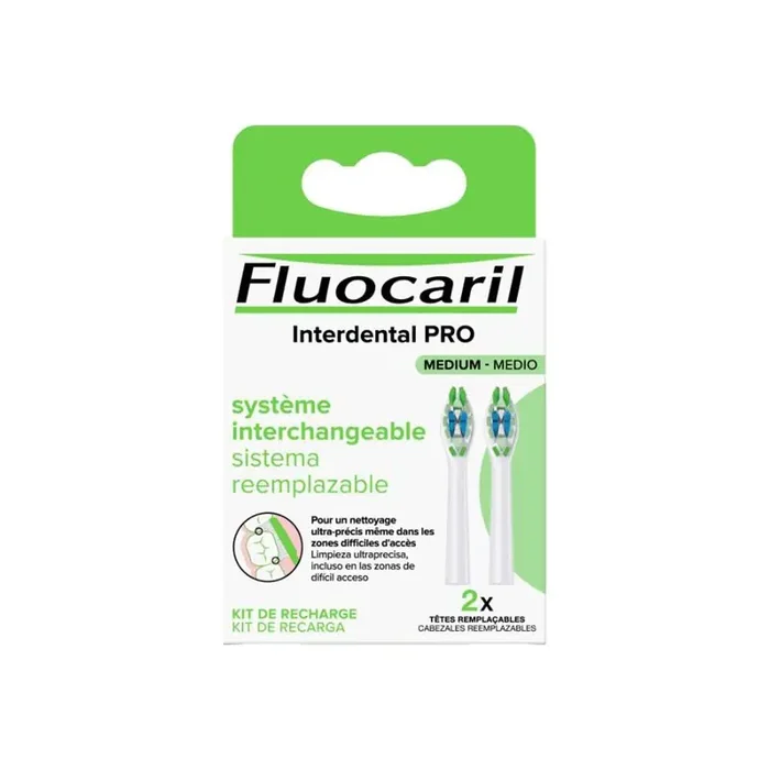 Fluocaril tetes remplacables de brosse a dents interdental pro, recharge medium