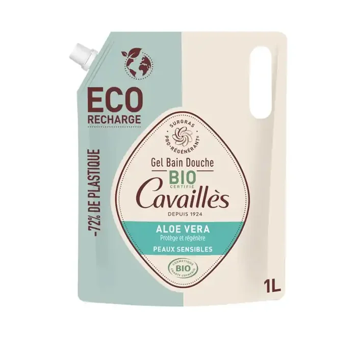 GEL BAIN DOUCHE ALOÉ VERA BIO ECO RECHARGE 1L ROGE CAVAILLES