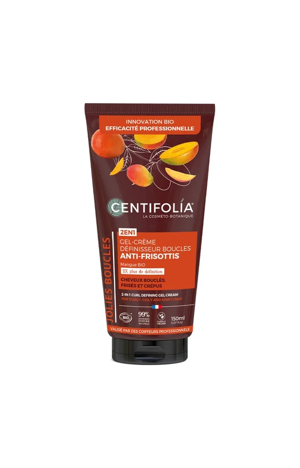 Gel-crème anti-frisottis bio – Mangue – Cheveux bouclés – 150 ml