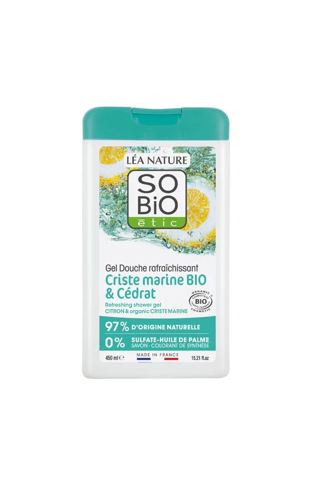 Gel douche bio rafraîchissant – Criste marine & cédrat – 450 ml