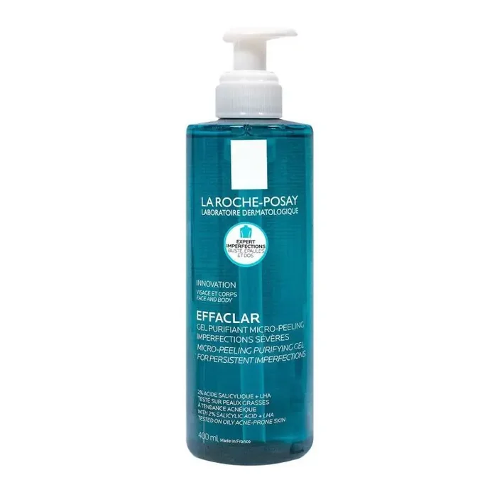 Gel moussant visage et corps Effaclar purifiant micro-peeling pour peaux grasses à tendance acnéique 400 mL La Roche Posay