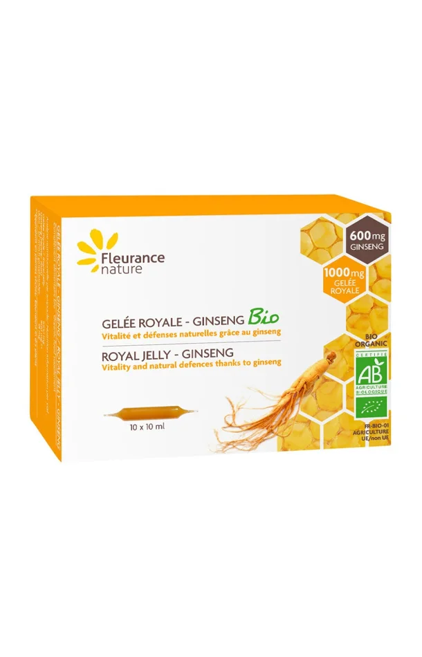 Gelée royale & ginseng bio – Vitalité & défenses naturelles – 10 ampoules
