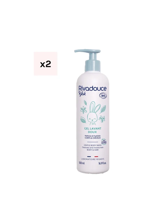 Gels lavants doux bio – Corps & cheveux – Bébé – 2 x 500