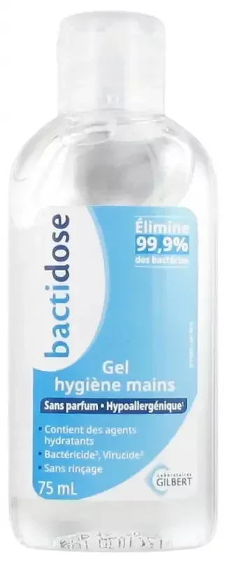 Gilbert Bactidose Gel Hydroalcoolique 75 ml Parfum Neutre