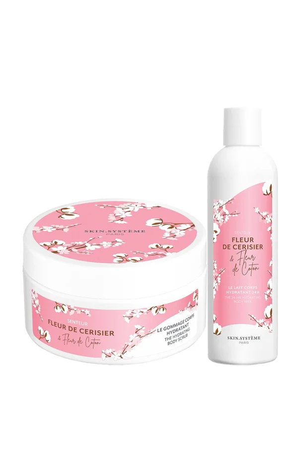 Gommage & lait hydratant – Fleur de cerisier & coton – Corps