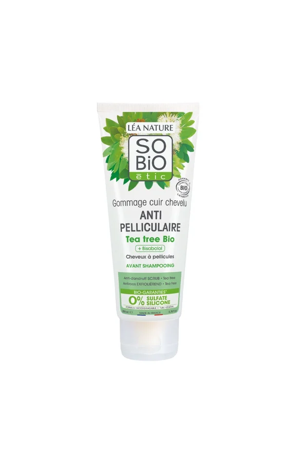Gommage anti-pelliculaire bio – Tea Tree & bisabolol – Cuir chevelu – 200 ml