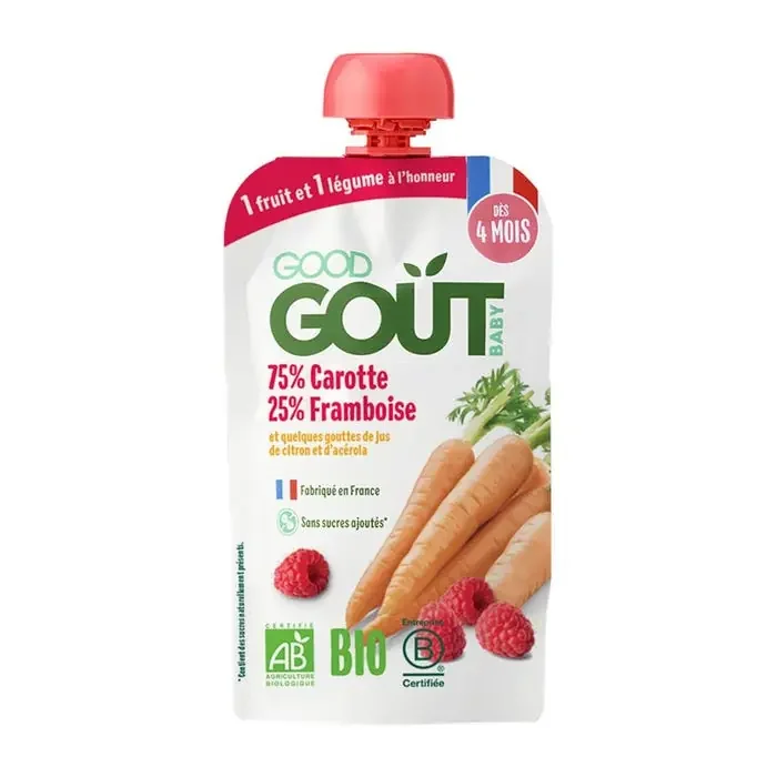 Good Goût Gourde Carotte Framboise Bio – Dès 4 mois, 120g